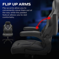 3085 Ergonomic Gaming Chair for Adults, High Back Office Chair with Headrest and Flip up Arms, Leather Racing Style Gaming Seat with Lumbar Support, Video Game Computer Desk Seat - Gray