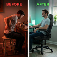 3085 Ergonomic Gaming Chair for Adults, High Back Office Chair with Headrest and Flip up Arms, Leather Racing Style Gaming Seat with Lumbar Support, Video Game Computer Desk Seat - Gray — Before & After