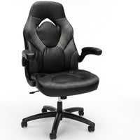 3085 Ergonomic Gaming Chair for Adults, High Back Office Chair with Headrest and Flip up Arms, Leather Racing Style Gaming Seat with Lumbar Support, Video Game Computer Desk Seat - Gray — Studio Shot