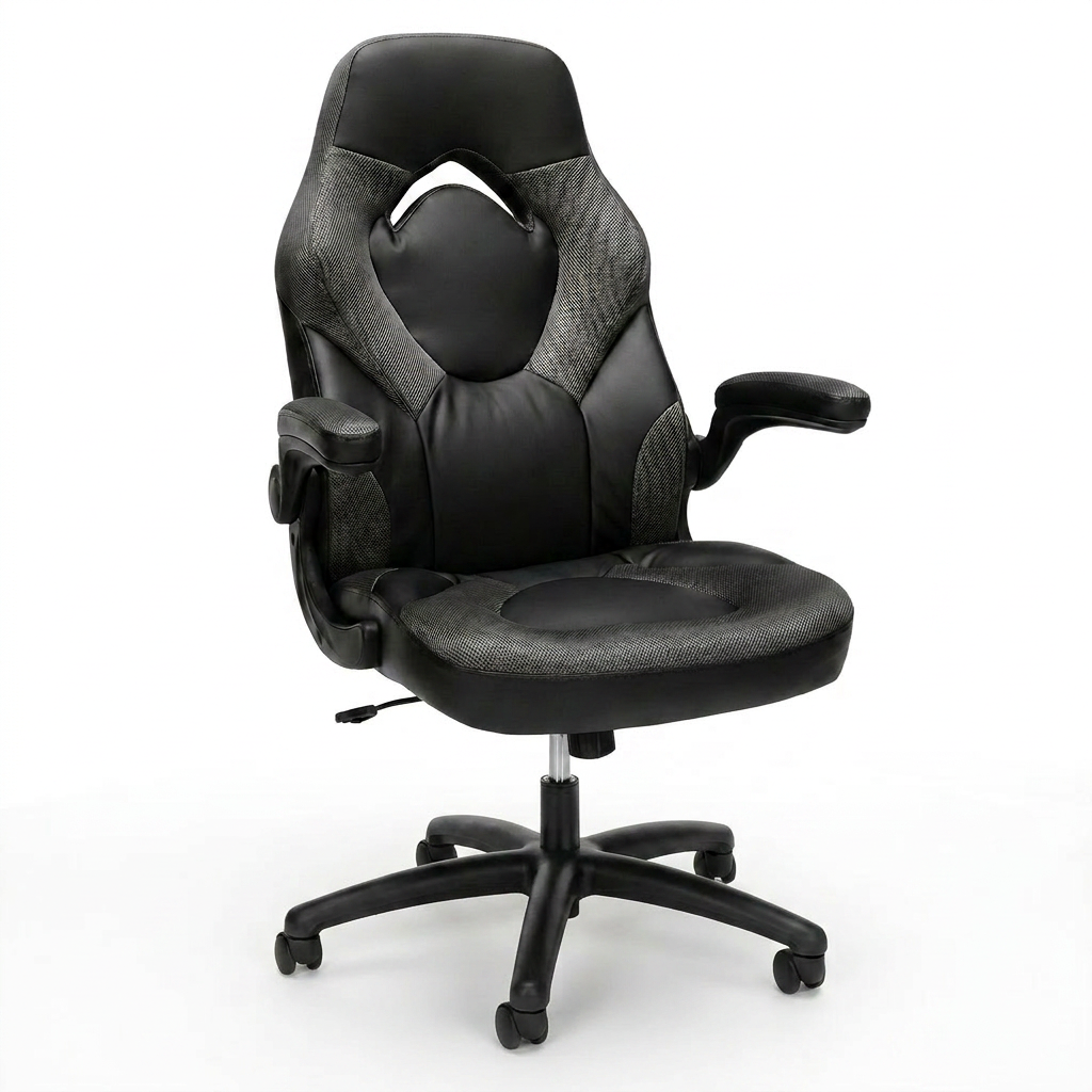 3085 Ergonomic Gaming Chair for Adults, High Back Office Chair with Headrest and Flip up Arms, Leather Racing Style Gaming Seat with Lumbar Support, Video Game Computer Desk Seat - Gray — Studio Shot
