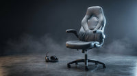 3085 Ergonomic Gaming Chair for Adults, High Back Office Chair with Headrest and Flip up Arms, Leather Racing Style Gaming Seat with Lumbar Support, Video Game Computer Desk Seat - Gray — Lifestyle