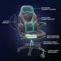 3085 Ergonomic Gaming Chair for Adults, High Back Office Chair with Headrest and Flip up Arms, Leather Racing Style Gaming Seat with Lumbar Support, Video Game Computer Desk Seat - Gray — How It Works