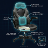 3085 Ergonomic Gaming Chair for Adults, High Back Office Chair with Headrest and Flip up Arms, Leather Racing Style Gaming Seat with Lumbar Support, Video Game Computer Desk Seat - Gray — How It Works