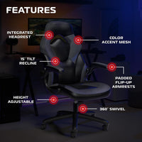 3085 Ergonomic Gaming Chair for Adults, High Back Office Chair with Headrest and Flip up Arms, Leather Racing Style Gaming Seat with Lumbar Support, Video Game Computer Desk Seat - Gray
