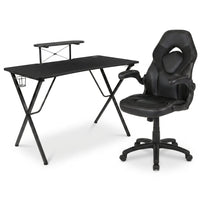 51.5 In. Black Gaming Desk and Chair Set — Studio Shot
