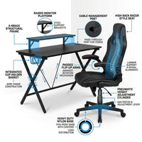 51.5 In. Black Gaming Desk and Chair Set — How It Works