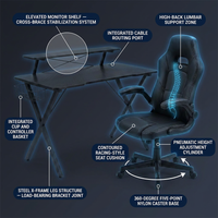 Gaming Desk Chair Set Built for Extended Sessions, 51.5 Inch Desktop, Raised Monitor Platform, Ergonomic Support — How It Works
