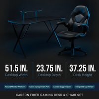 Gaming Desk and Chair Set Built for Extended Sessions, 51.5 Inch Desktop, Raised Monitor Platform, Ergonomic Support — Results & Stats