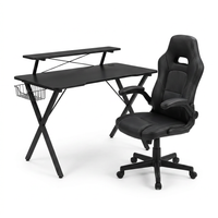 Gaming Desk and Chair Set Built for Extended Sessions, 51.5 Inch Desktop, Raised Monitor Platform, Ergonomic Support — Studio Shot