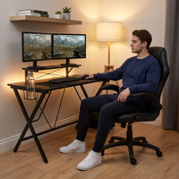 Gaming Desk and Chair Set Built for Extended Sessions, 51.5 Inch Desktop, Raised Monitor Platform, Ergonomic Support — Lifestyle