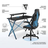 Gaming Desk and Chair Set Built for Extended Sessions, 51.5 Inch Desktop, Raised Monitor Platform, Ergonomic Support — How It Works