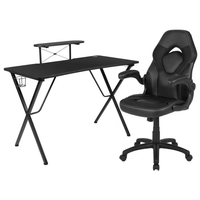 Gaming Desk Chair Set Built for Extended Sessions, 51.5 Inch Desktop, Raised Monitor Platform, Ergonomic Support